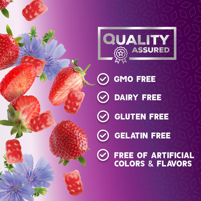 Fiber Gummies for Adults - 4g Gummy Fiber Supplement for Digestive Health & Regularity Support, Daily Prebiotic Supplements, Natural Prebiotic Gummy, Plant Based, Strawberry Flavored - 60 Gummies