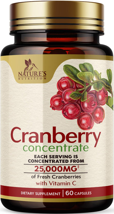Cranberry Pills with Vitamin C & E - Cranberry Supplements for Men & Women, Urinary Tract Health Support, Sugar Free Formula, Gluten Free & Non-GMO, Fruit Cranberry Powder Extract Pill - 60 Capsules