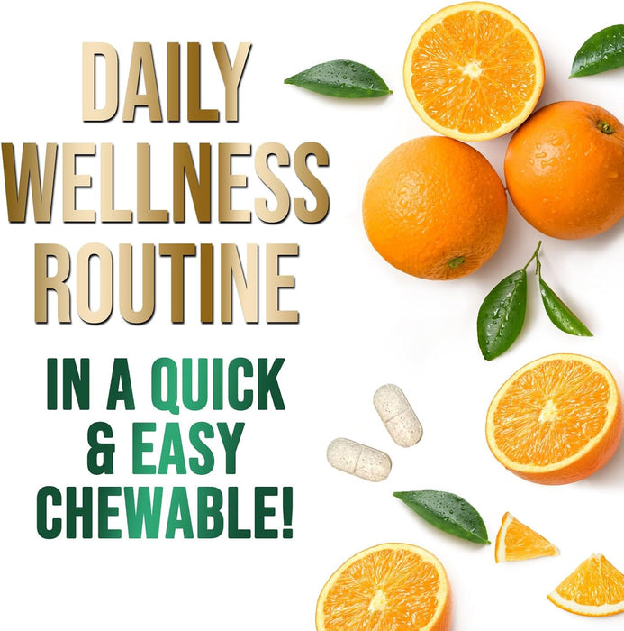 Vitamin C Chewable 1000mg - Extra Strength Antioxidants for Powerful Immune Support w/Vitamin C & Rose HIPS - Potent Dietary VIT C Chews Supplement, Natural, Vegan, Gluten-Free, Non-GMO - 60 Tablets