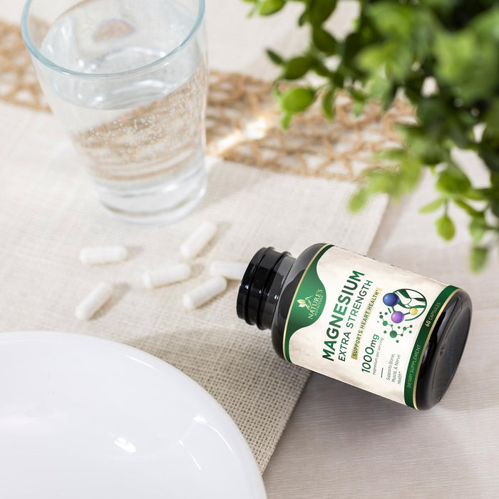 Magnesium Supplement (Citrate Oxide) 1000mg for Best Absorption, Supports Bone, Heart Health, Nerves, Muscles & Metabolism, Nature's Pure Magnesio Vitamin Pills, Bottled in USA, 60 Capsules