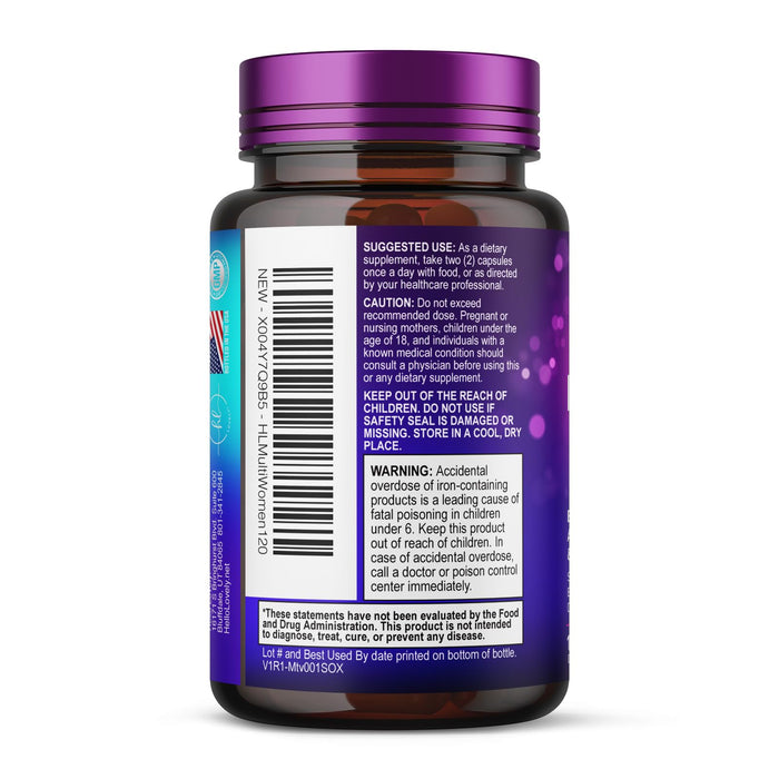 Women's Daily Multivitamin - Vitamins A, C, D, E, Biotin + Iron - 120 Capsules
