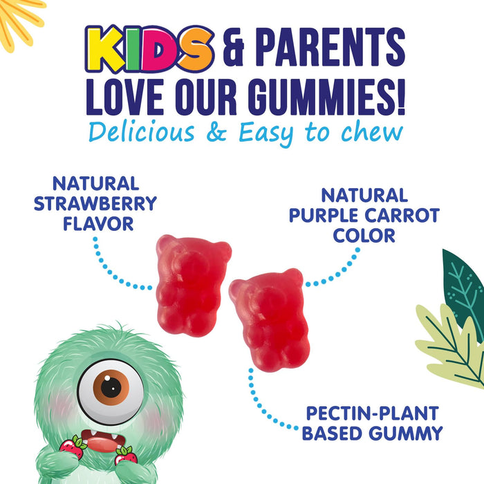 Fiber Gummies for Kids, Daily 4g Gummy Fiber Supplement, Prebiotic Digestive Health Support - Nature's Plant Based Soluble Fiber, Supports Regularity & Digestion for Kids Non-GMO - 60 Gummies