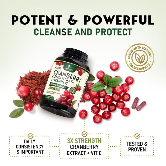Cranberry Pills for Women – 500mg – 60 Capsules
