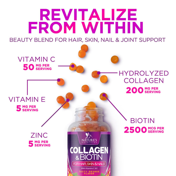 Collagen Gummies with 2500mcg Biotin – 60 Count