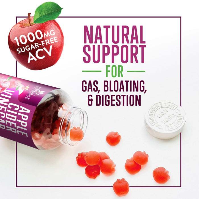 Apple Cider Vinegar Gummies Sugar Free 1000mg for Cleanse, ACV Gummy Vitamin B12 for Digestion Energy & Immune Health Support, Supports Metabolism, Keto Friendly, Apple Raspberry Flavor - 60 Gummies