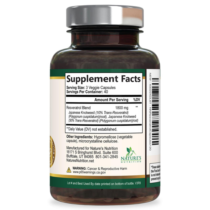 Resveratrol 1800mg – 120 Vegan Capsules
