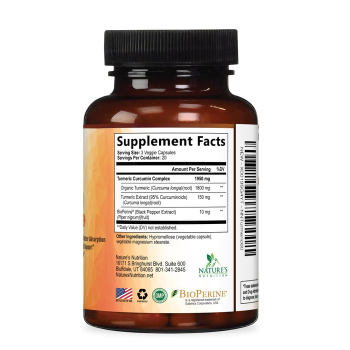 Turmeric Curcumin 1950mg – 60 Capsules