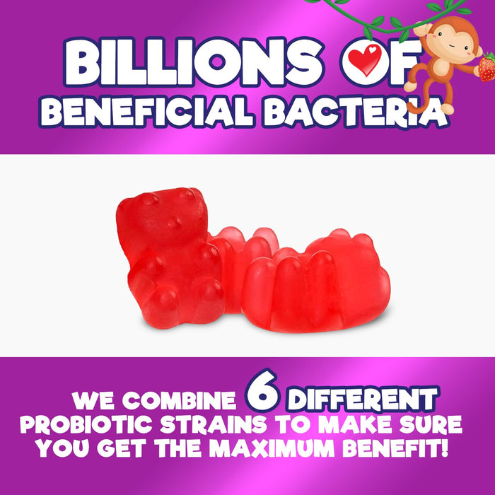 Probiotics for Kids Digestive Health - 5 Billion CFU - Natural Immune Support Supplement - Daily Children's Probiotic Gummy for Ages 4+ Vegan, Gluten, Soy & Dairy Free - Berry Flavored - 60 Gummies
