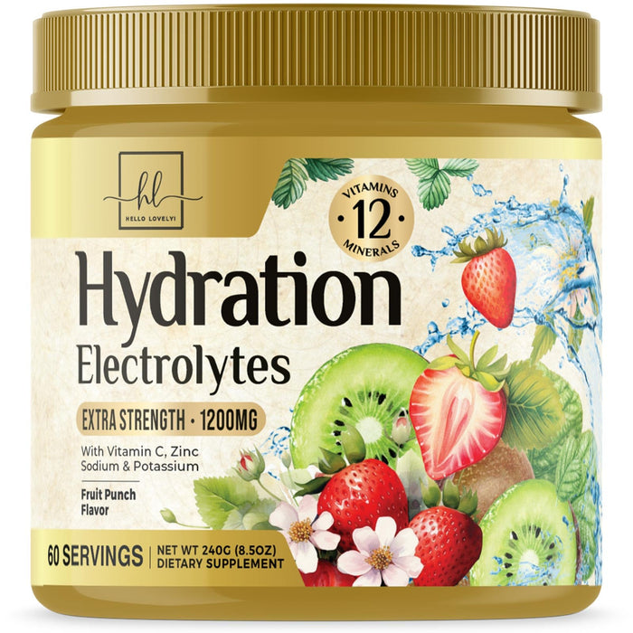 Hydration Replenisher Daily Electrolyte Drink Mix – Rapid Hydration Powder with 6 Electrolytes & Minerals, Zero Sugar, Keto, Vegan, Non-GMO & Sugar-Free Electrolyte Powder Tub - 60 Servings