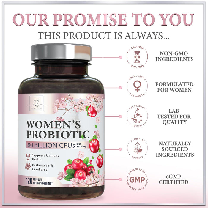 Probiotics for Women Supplement with Cranberry - 16 Premium Strains for PH Balance, Digestive Health, Vaginal & Immune Support, 90 Billion CFU, Women's Probiotic, UT, & Feminine Health - 120 Capsules