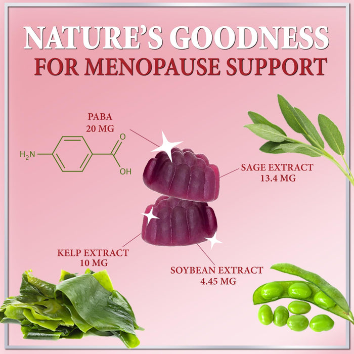 Menopause Supplements for Women - Complete Natural Mild Hot Flashes & Night Sweats Support, Multi Benefit Menopause Relief Gummy, Support for Balance & Energy, Gluten-Free & Non-GMO - 60 Gummies