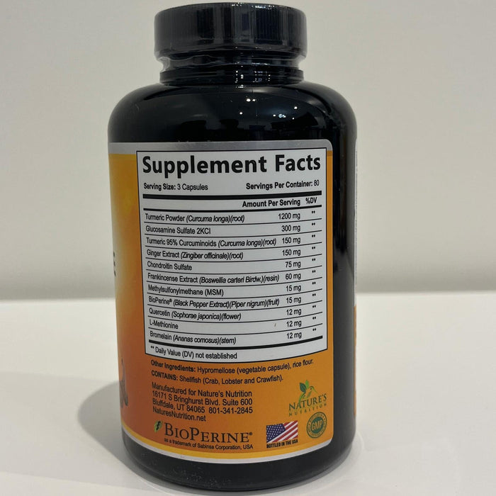 Turmeric Curcumin Supplement 2000mg with Glucosamine Chondroitin & Ginger, 95% Curcuminoids, BioPerine Black Pepper for Best Absorption, Nature's Joint Support, Non-GMO, Bottled in USA - 240 Capsules