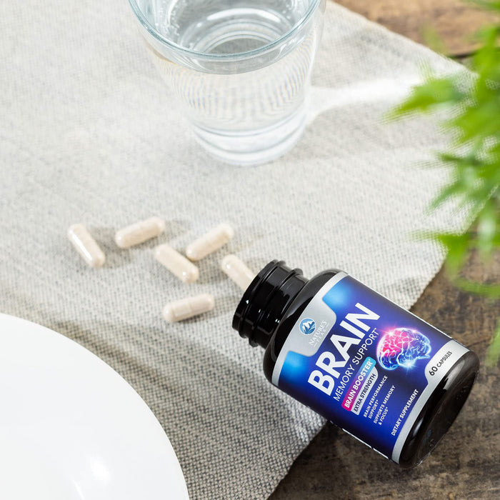 Brain Memory Supplement Pills - Nootropics Support for Concentration, Clarity, Alertness & Focus - Brain Health with Bacopa, Cognitive Vitamins, Phosphatidylserine, DMAE - Brain Booster - 60 Capsules