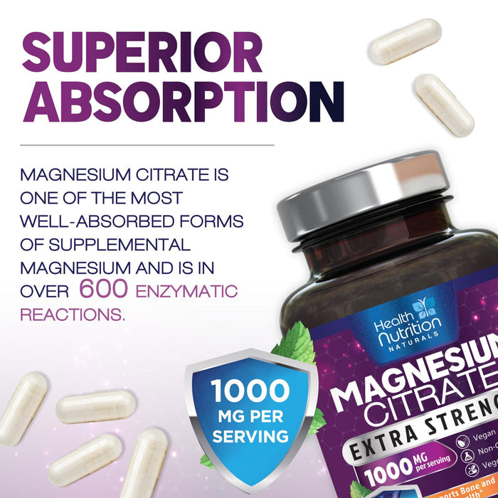 Magnesium Citrate Capsules 1000mg – 240 Capsules