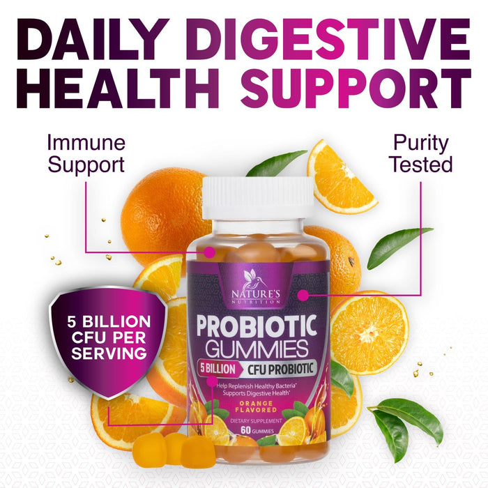 Probiotic Gummies for Women & Men's Digestive Health, 5 Billion CFU, Best Daily Probiotics Gummy for Vaginal, Immune Support & Gut Health, Supports Occasional Constipation Gas & Bloating, 120 Gummies