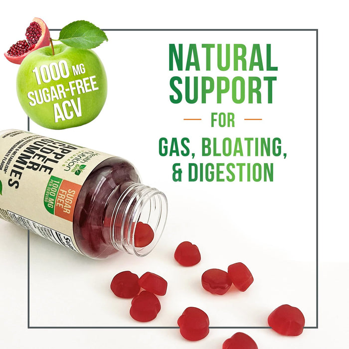 Apple Cider Vinegar Gummies - Sugar Free ACV Gummy Vitamins, Max Strength 1000mg, Supports Metabolism & Energy, Keto Friendly, Vitamin B12, Gelatin-Free, Gluten-Free, Vegan & Non-GMO - 60 Gummies