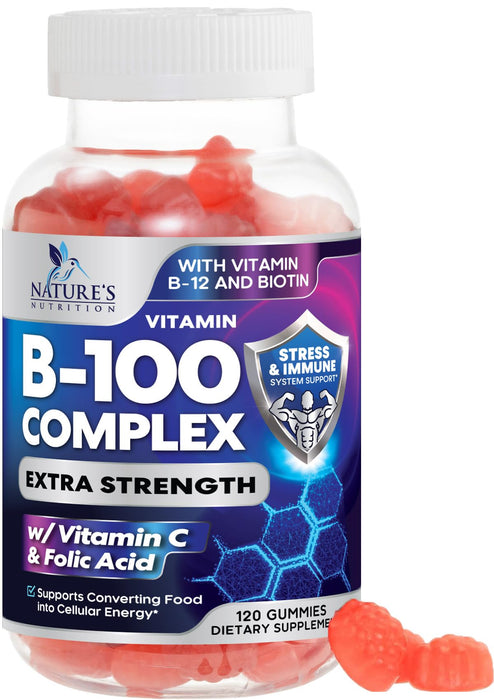 B Complex Gummies with Vitamin C & Folic Acid Super Vitamin B Gummy with Niacin – 120 Gummies