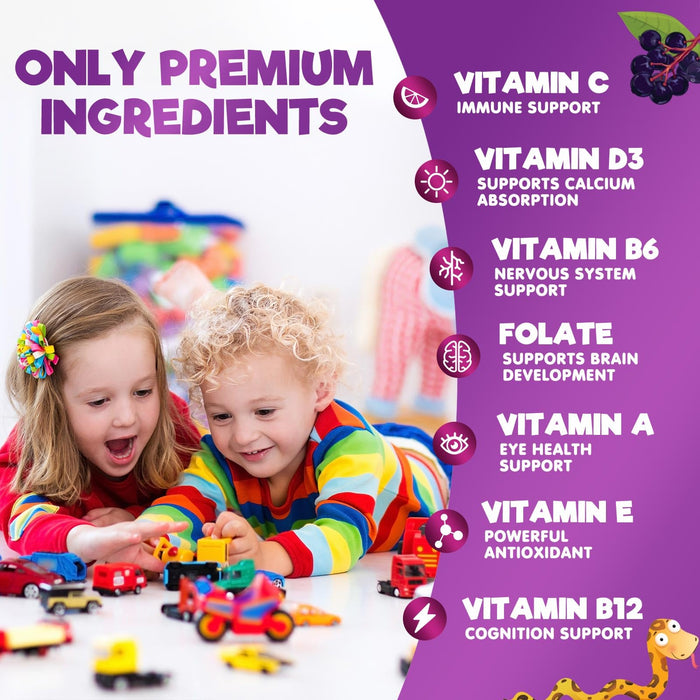 Multivitamin for Kids Gummies with Vitamin C, D3 & Zinc for Children's Immune Support - Chewable, Daily Kids Multi Vitamin Gummy, Non-GMO, Gluten Free, Natural Strawberry Flavor - 120 Gummies