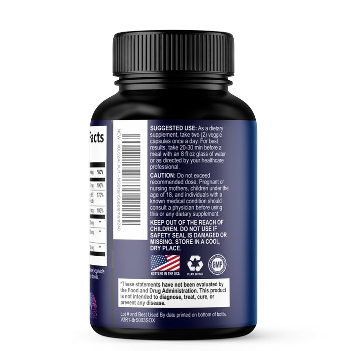 Brain Memory Supplement Pills - Nootropics Support for Concentration, Clarity, Alertness & Focus - Brain Health with Bacopa, Cognitive Vitamins, Phosphatidylserine, DMAE - Brain Booster - 240 Capsules