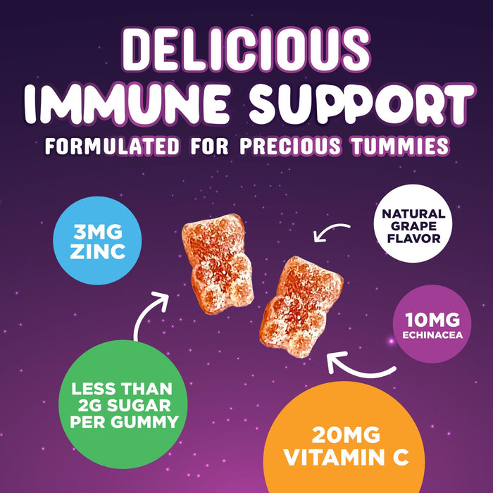 Kids Immune Support Gummies - Vitamin C, Zinc & Echinacea, Children's Daily Immune Health Support Gummy for Ages 4 and Up, Nature's Vitamins for Kids, Vegan & Non-GMO, Berry Flavor - 120 Gummies