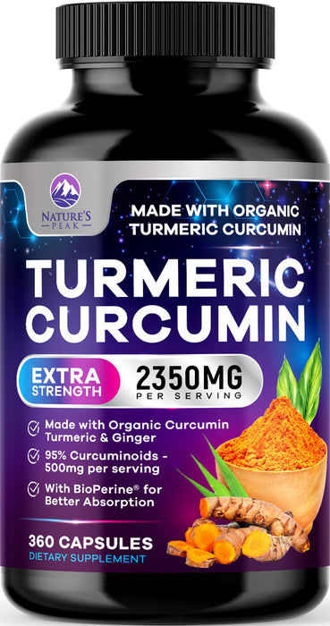Turmeric Supplement Curcumin 2350mg - with Organic Ginger & Turmeric, BioPerine Black Pepper Extract 95% Curcuminoids - Advanced Absorption Antioxidant & Joint Immune Support - Vegan - 360 Capsules