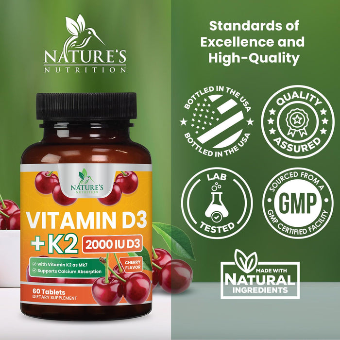 Vitamin D3 K2 2000 IU + with K2 (MK-7) 75 mcg – 60 Tablets