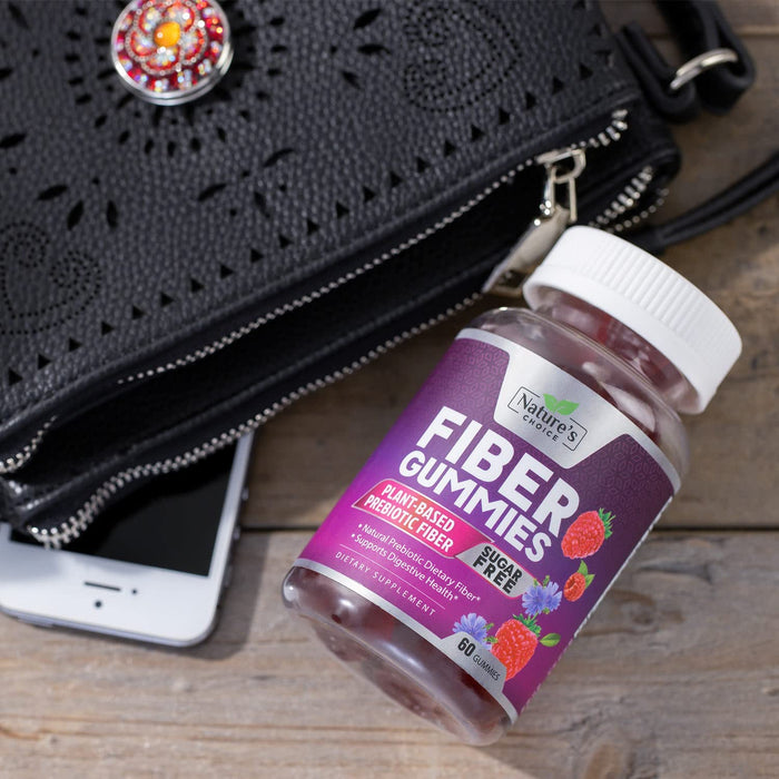 Fiber Gummies for Adults, Sugar Free Daily 4g Gummy Fiber Supplement, Prebiotic Gummy Digestive Health Support - Plant Based Soluble Chews, Prebiotics Supports Regularity & Digestion - 60 Gummies