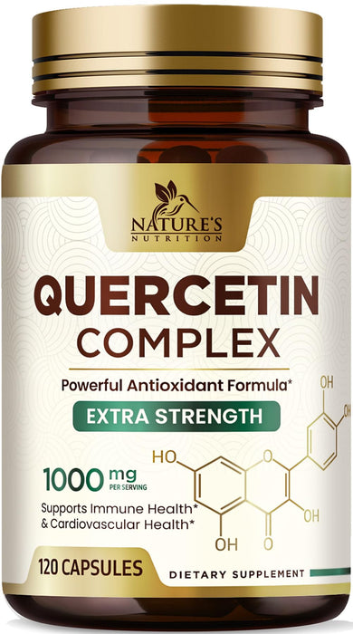 Quercetin 1000mg Per Serving – Extra Strength Quercetin Dihydrate Capsules from Sophora Japonica – Plant-Based Bioflavonoids for Cellular & Immune Support – Non-GMO, Vegan - 120 Veggie Capsules