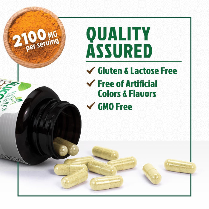 Glucosamine Chondroitin MSM 2100mg Complex - Joint Support Supplement for Joint Mobility & Comfort For Men and Women with Turmeric & Boswellia, Triple Strength Glucosamine Supplements - 60 Capsules