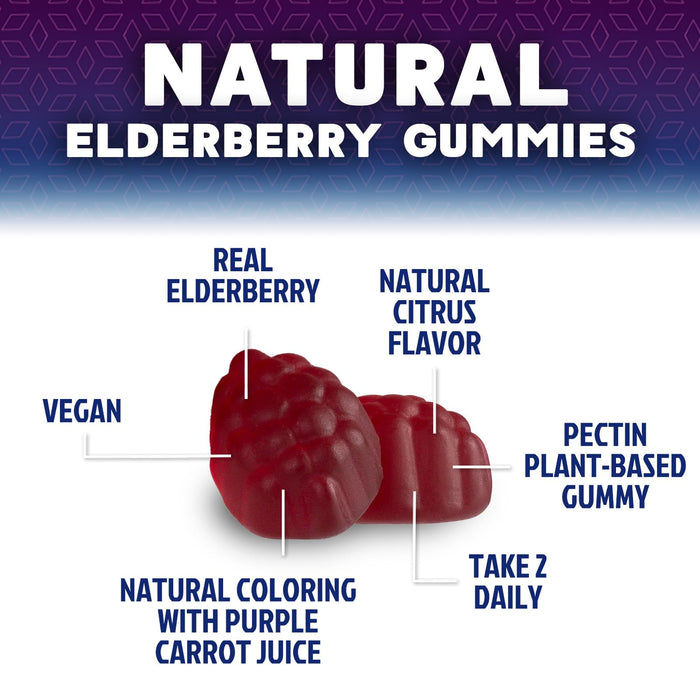 Immune Support Gummies - Sambucus Elderberry Gummy with Elder Berry Extract, Zinc & Vitamin C, Natural Vegan Immune Support Supplement for Adults & Children, Gummy Elderberry Vitamins - 60 Gummies