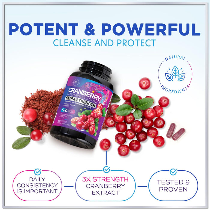 Cranberry 25,000mg Formula + Vitamin C – 60 Capsules