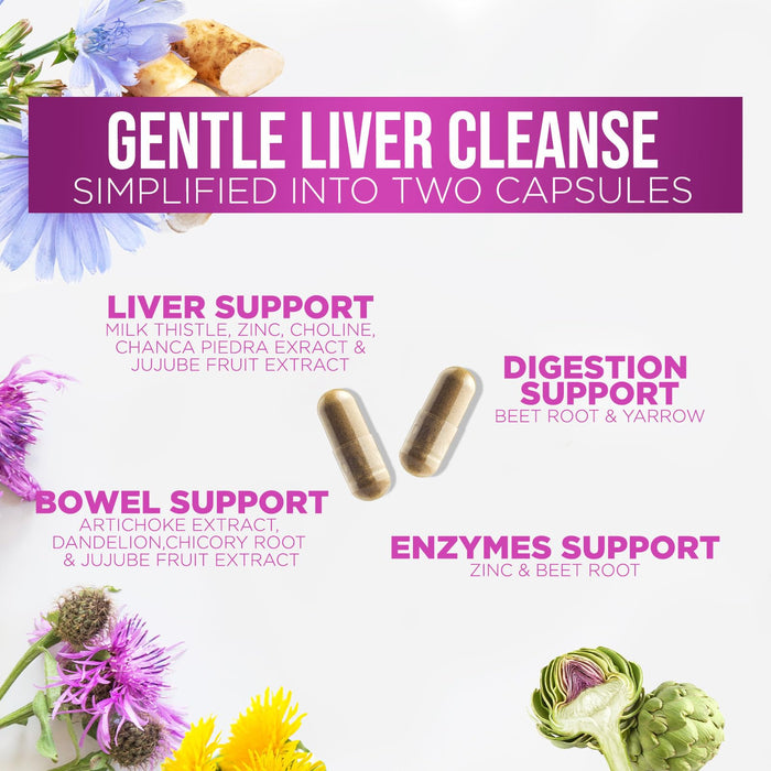 Liver Cleanse Detox & Repair Formula - Herbal Liver Support Supplement with Milk Thistle with Silymarin, Artichoke Extract, Dandelion, Beet, Chicory Root, & Turmeric for Liver Health - 60 Capsules