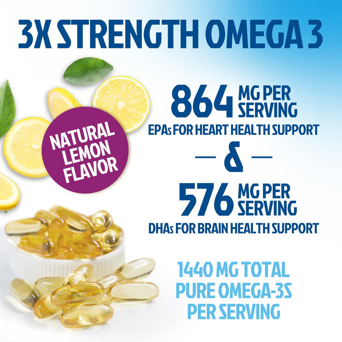 Omega 3 Fish Oil 2400mg - Triple Strength EPA + DHA - 240 Softgels
