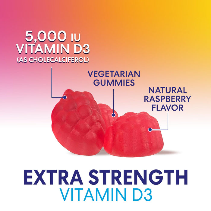 Vitamin D3 Supplement Gummy 5000 IU (125 mcg) Dietary Vitamins D for Men & Women - Bone, Teeth, Muscle & Immune Health Support, High Potency VIT D3 Nature's Non-GMO & Gluten Free - 120 Gummies