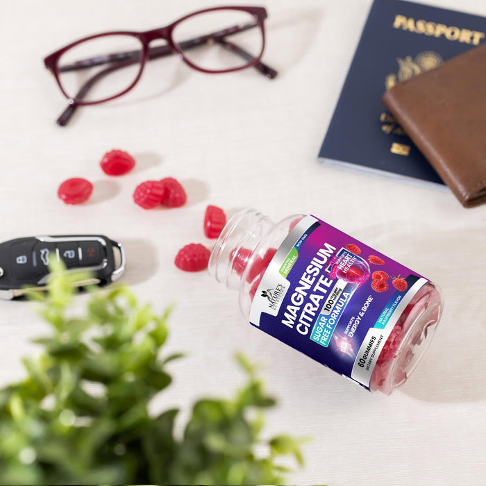 Magnesium Citrate Gummies Sugar Free Supplement - High Absorption Magnesium Citrate Supplement Gummy for Adults & Kids, Nature's Magnesio Supplements for Bone, Muscle Health, Heart Support, 60 Gummies