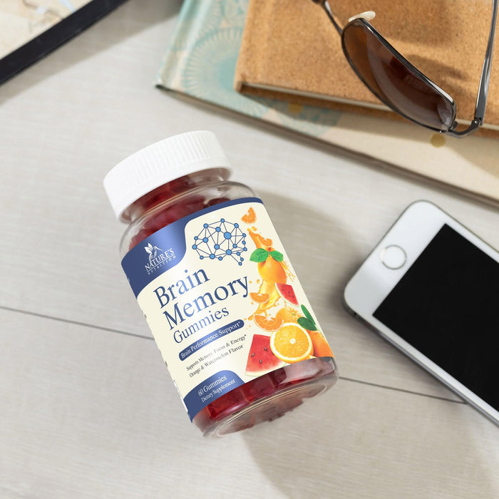 Brain Supplements Gummies for Memory, Focus, Concentration - Brain Gummy Vitamin Plus Nootropics, Phosphatidylserine, B6 & B12, Caffeine Free Nootropic, Clarity Support Supplement - 60 Gummies