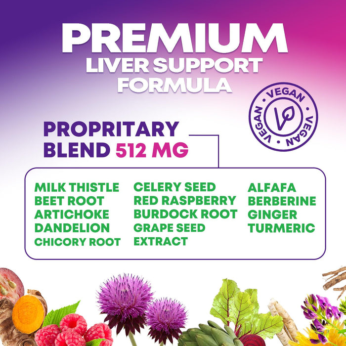 Gentle Liver Cleanse Detox & Repair Formula - Herbal Liver Support Supplement: Milk Thistle with Silymarin, Artichoke Extract, Dandelion, Beet, Chicory Root, & Turmeric for Liver Health - 240 Capsules