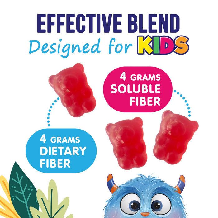 Fiber Gummies for Kids, Daily 4g Gummy Fiber Supplement, Prebiotic Digestive Health Support - Nature's Plant Based Soluble Fiber, Supports Regularity & Digestion for Kids Non-GMO - 120 Gummies