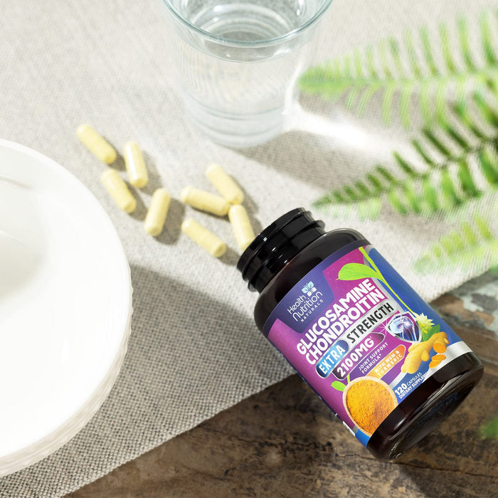Glucosamine Chondroitin MSM 2100mg Complex - Joint Health Supplement with Turmeric & Boswellia - Quercetin for Cartilage, Flexibility & Mobility - Triple Strength Glucosamine Sulfate - 120 Capsules