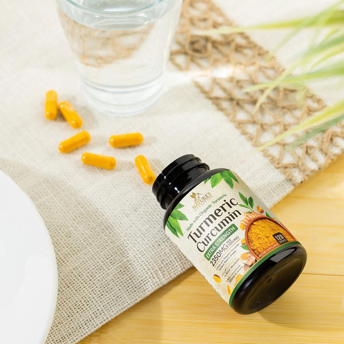Turmeric Curcumin Supplement 1750mg with Organic Turmeric & Ginger, 95% Curcuminoids, BioPerine Black Pepper for Best Absorption, Nature's Vegan Joint Support, Non-GMO, Bottled in USA - 120 Capsules