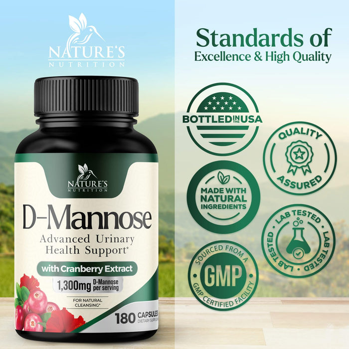 D-Mannose 1,350 mg with Cranberry & Hibiscus – 180 Capsules