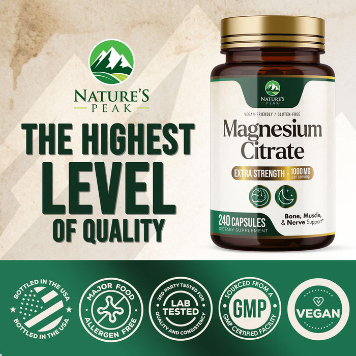 Magnesium Citrate 1000mg – 240 Capsules