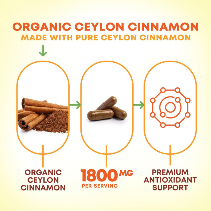 Organic Ceylon Cinnamon 1800mg – 240 Capsules
