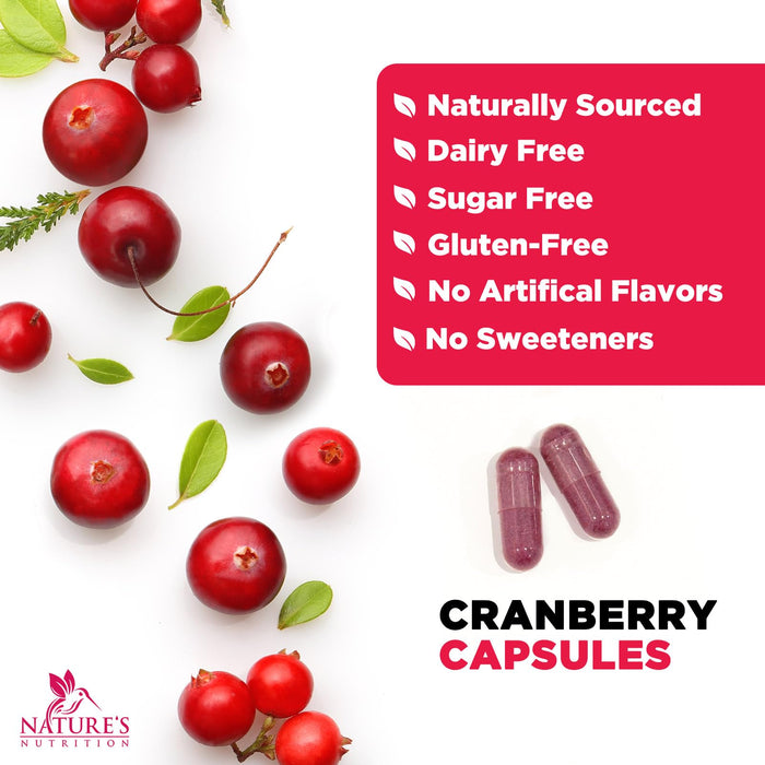 Cranberry Pills for Women - 500 mg Natural Urinary Tract Health Support - Concentrated Formula from Whole Fruit Cranberry & Vitamin C - Sugar Free, Gluten Free, Non-GMO Supplement - 120 Capsules