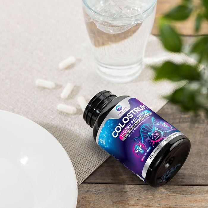 Colostrum Supplement 1000mg 20% Immunoglobulins for Gut Health, Immune Support, Muscle, Skin & Hair Growth, Bovine Colostrum Powder, Nature's Colostrum for Women & Men, Bottled in USA - 120 Capsules