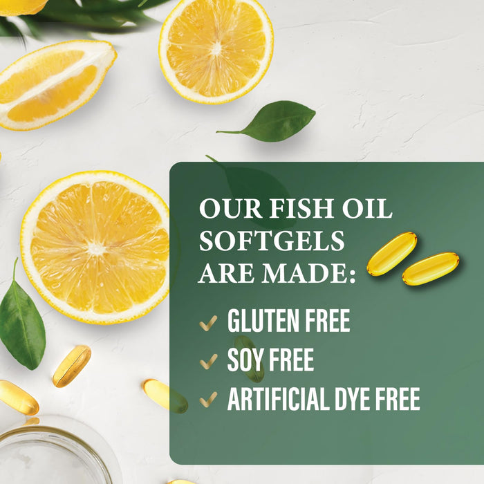 Omega 3 Fish Oil Pills 2400mg - Triple Strength Omega 3 Fish Oil Supplements - Best EPA & DHA Fatty Acids for Brain & Heart Health Support, Nature's Omega3 Supplement, 60 Day Supply - 120 Softgels