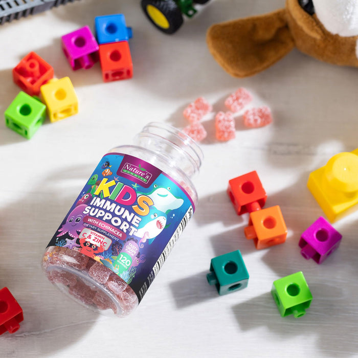 Kids Immune Support Supplement Gummies - Daily Childrens Vitamins C, Zinc & Echinacea - Gummy for Kids Immunity Support, Ages 4 and Up, Natural Berry Flavor, Non-GMO, Gluten-Free & Vegan - 120 Gummies