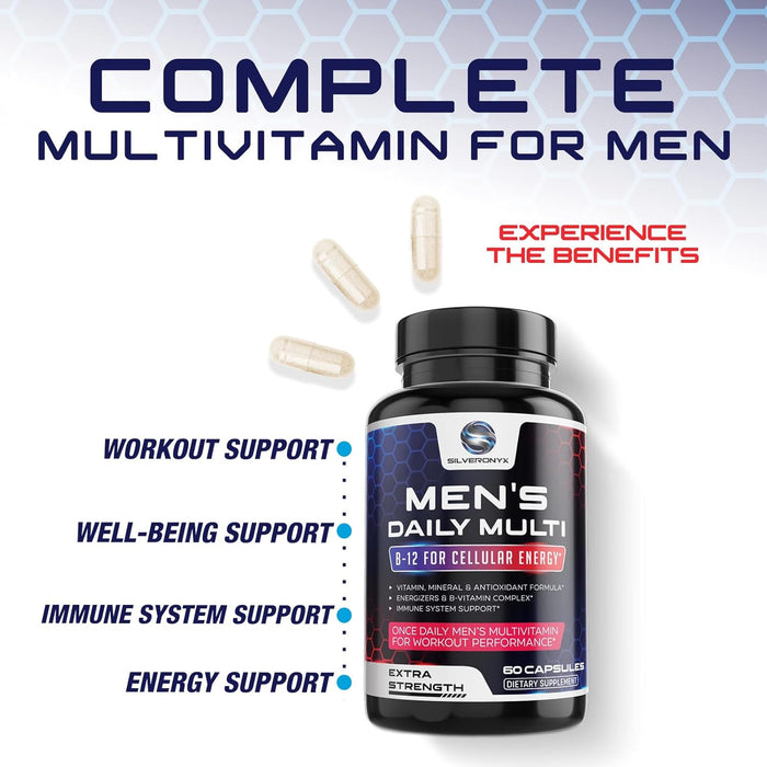 Multivitamin for Men - Vitamin A, C, D, E, Zinc, Calcium, Multivitamins for Immune Health Support, Vitamin B12, Menâ€™s Daily Multivitamin Supplement Capsules, Non-GMO Mens Multi Vitamins - 60 Capsules