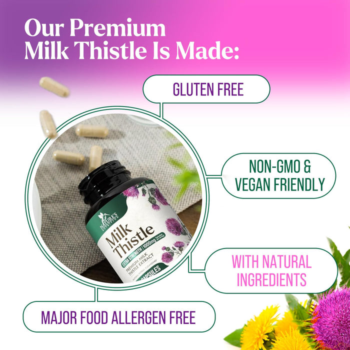 Milk Thistle Extract - Liver Cleanse Detox & Repair Formula with Dandelion Extract 1000mg - Herbal Liver Supplement - Nature's Milk Thistle w/Silymarin Marianum, Supports Liver Health - 60 Capsules