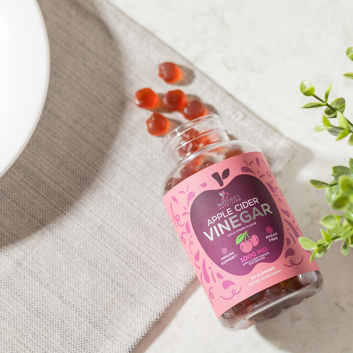 Vegan Apple Cider Vinegar Gummy 1000mg - Sugar Free ACV Gummies Vitamins Supplement with Vitamin B12 for Energy - Supports Digestion, Detox and Cleanse - Gelatin-Free, Non-GMO - 60 Gummies